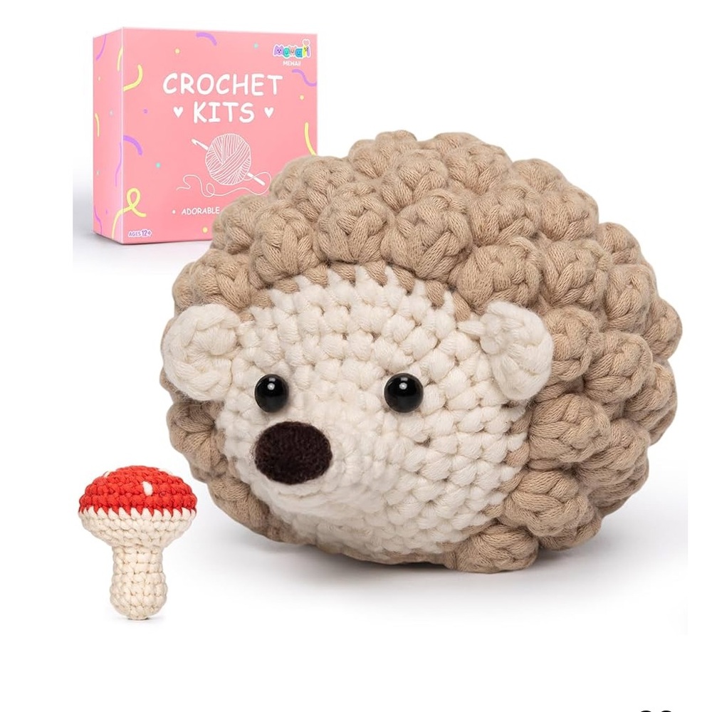 DIY Mewaii Crochet Kit Beginners level w step by step instructions- Hedgehog